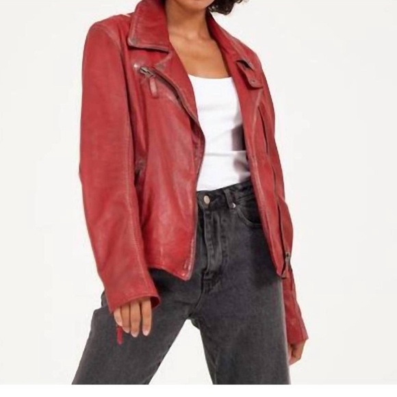 NWT Mauritius Sheep Star Leather Jacket in Red Stars - Picture 2 of 5